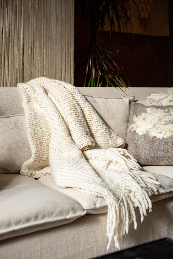 Erica Tanov Merino Wool Throw Blanket - Winter White