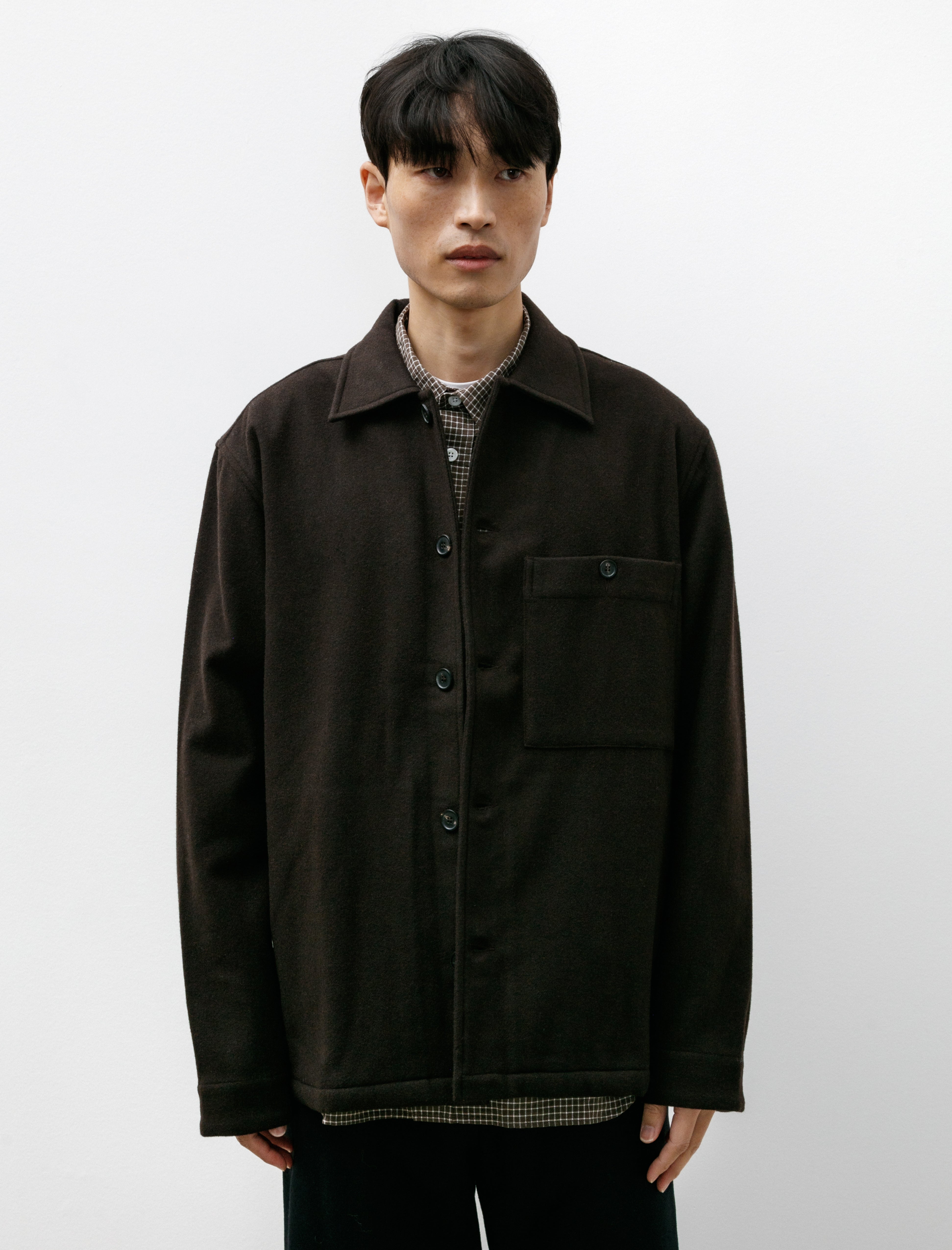 Norse Projects Folke Wool Overshirt - Espresso | Garmentory