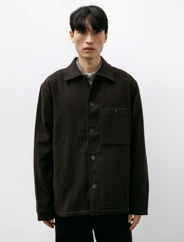 Norse Projects Folke Wool Overshirt - Espresso | Garmentory