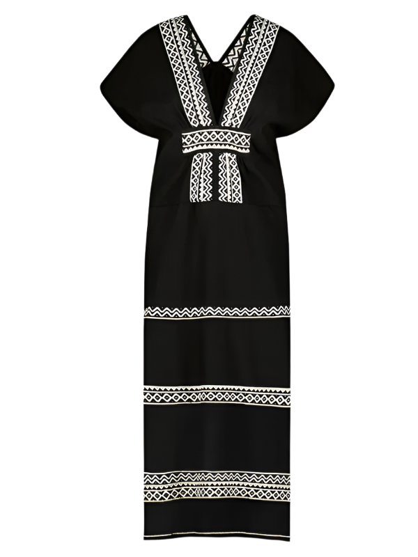 Lulit Lemlem Gasira V Neck Caftan - Lulit Black | Garmentory