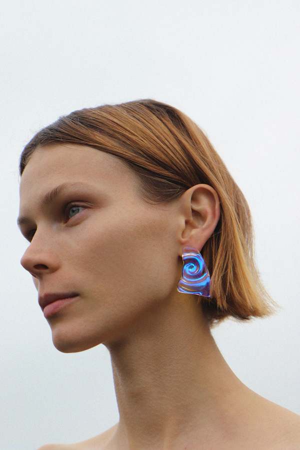 Julie Thvenot Coastal Glass Earrings - Ice Wave Julie Thvenot Coastal Glass Earrings - Ice Wave