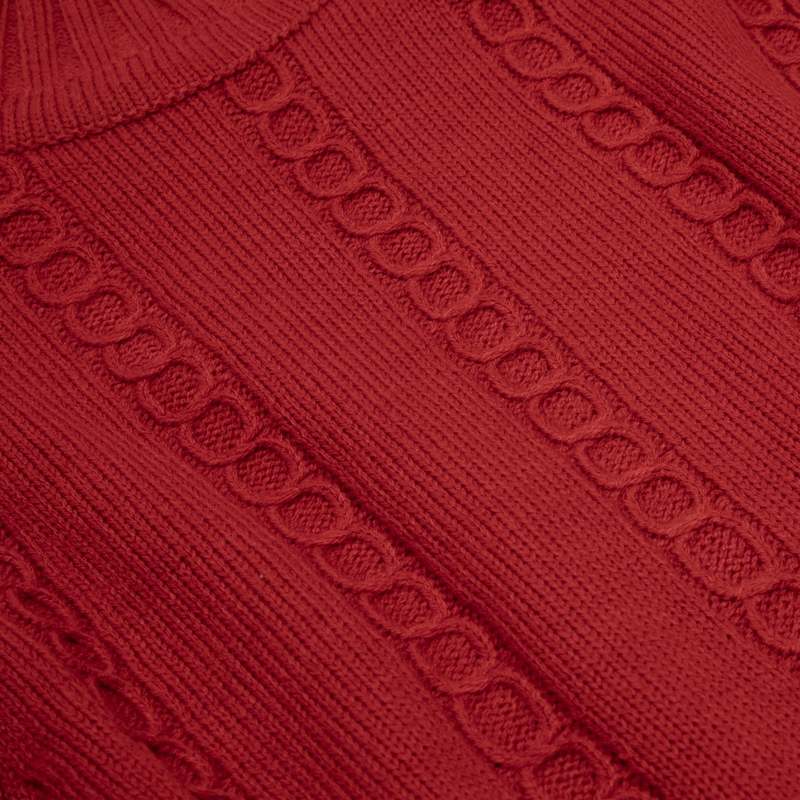 Sundazed Braided Cable Belted Mock Neck Pullover Sweater - Rust