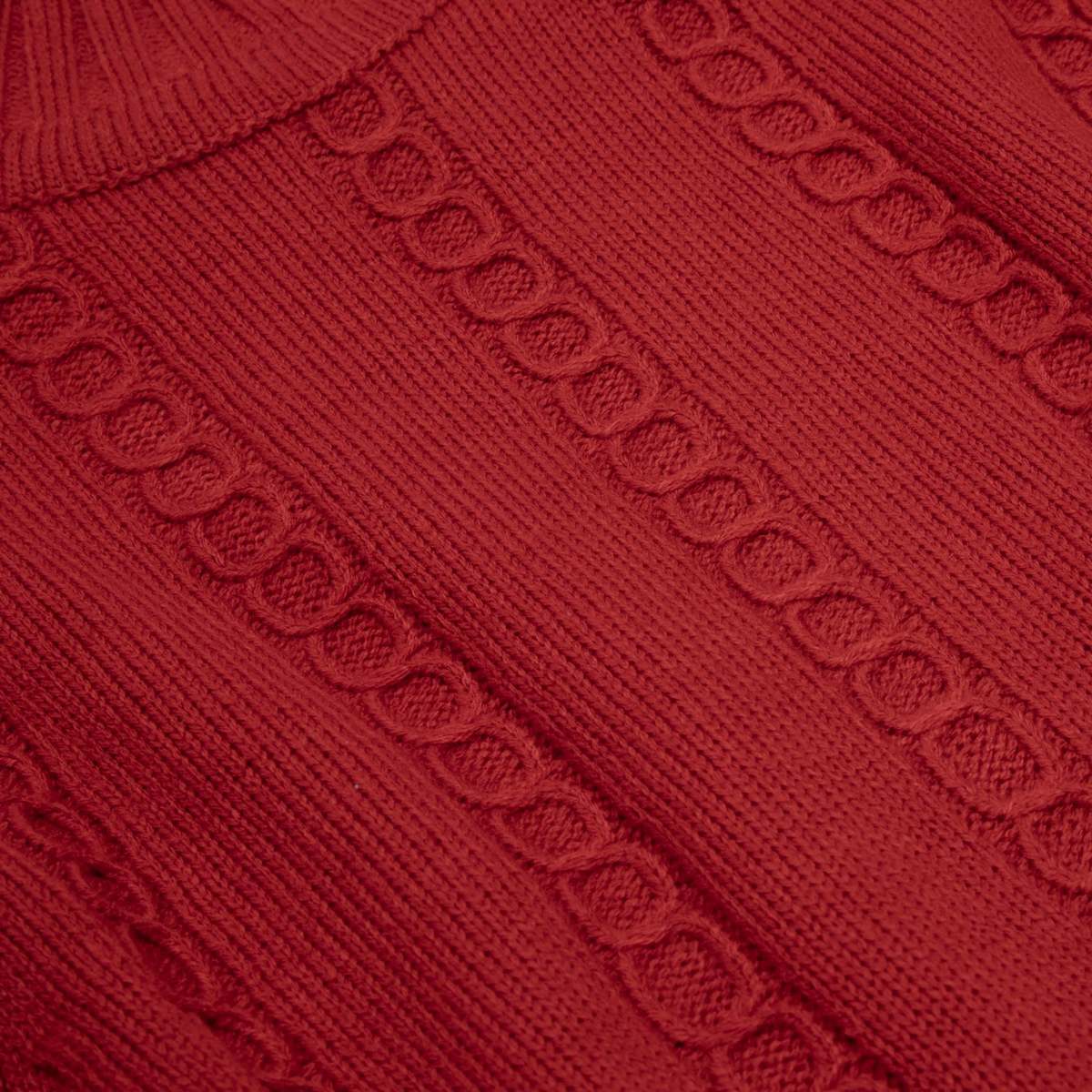 Sundazed Braided Cable Belted Mock Neck Pullover Sweater - Rust - Image 3 of 4