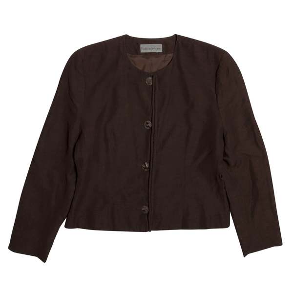 Purificacin Garca Crash Weave Linen Collarless Jacket - Mud Purificacin Garca Crash Weave Linen Collarless Jacket - Mud