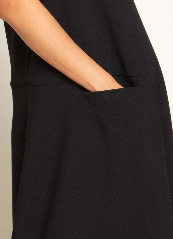 KAAREM Diagonal Xo A-Line Pocket Dress - Black Blue