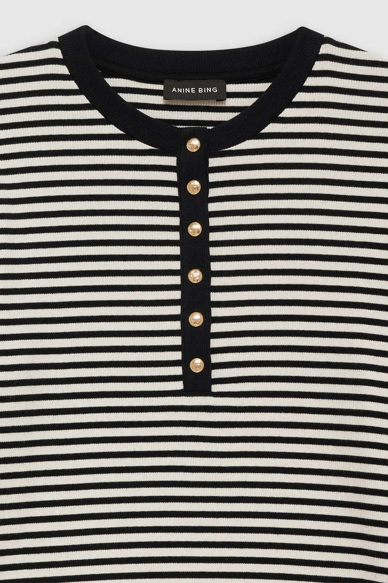 Anine Bing Alessia Long Sleeve Tee - Stripe | Garmentory
