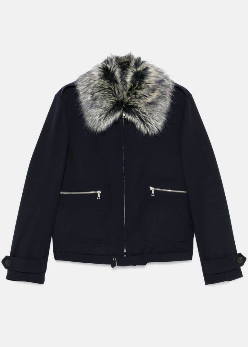 ジャケット・アウター (DRIES VAN NOTEN)VERONA BIS FUR JACKET S Dries Van Noten Verona Jacket - Navy | Garmentory