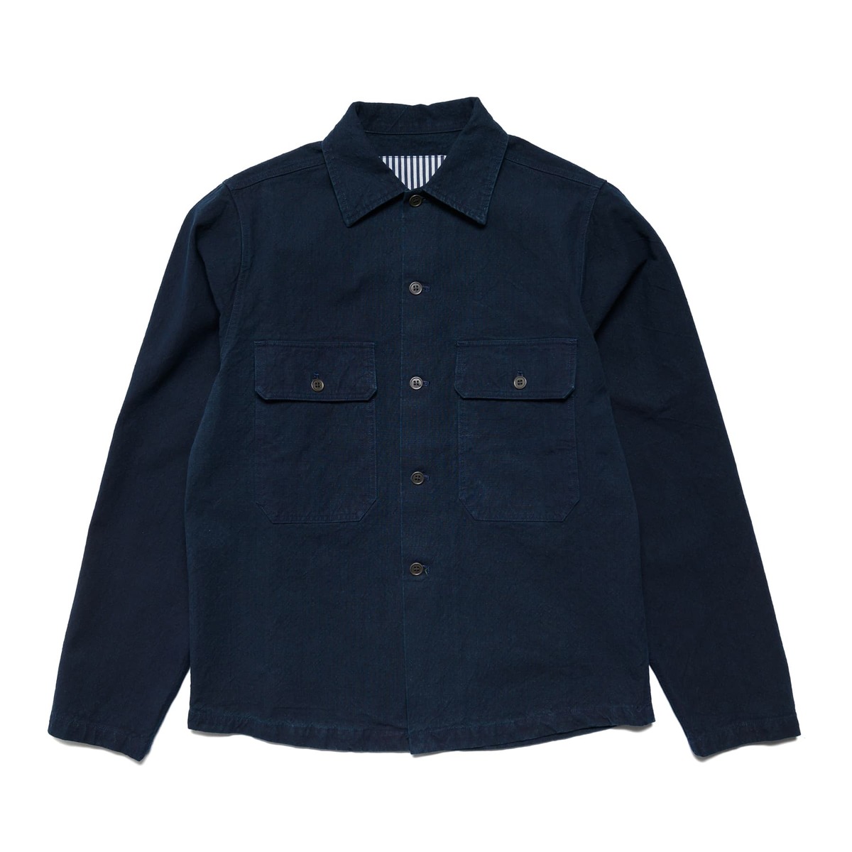 トップス Graphpaper Indigo Twill Military Shirt SJAS24-AR-Indigo-Cotton-
