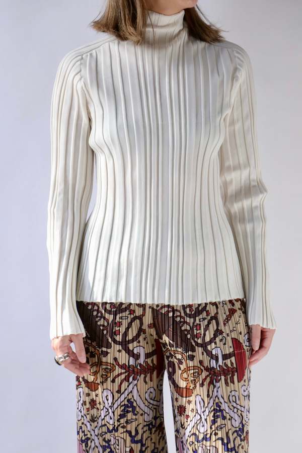Issey Miyake Pleats Please Planet Knit Top - Off White | Garmentory