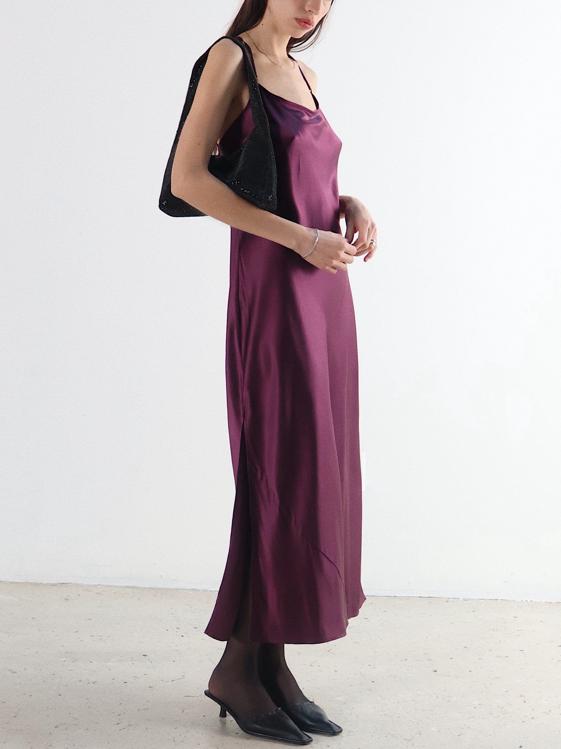 august silk collection dress Vintage August Silk Slip Dress - Plum
