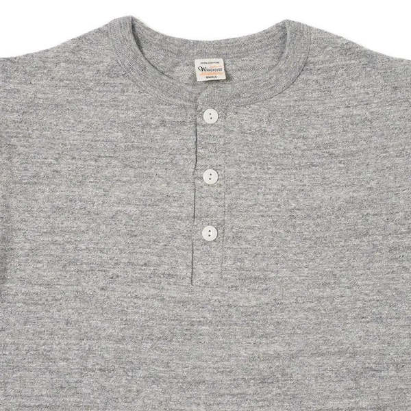 Warehouse & Co. Lot 5907 Long Sleeve Henley Neck - Heather Grey