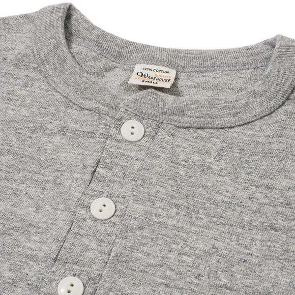 Warehouse & Co. Lot 5907 Long Sleeve Henley Neck - Heather Grey