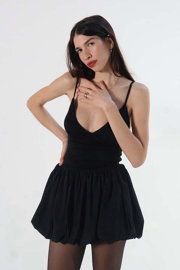Loucia Clara Bubble Hem Mini Dress - Black | Garmentory