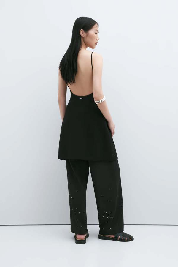black mini dress with white lace Downey Flower Embellished Mini Dress  Tadashi Shoji Official Online  Boutique