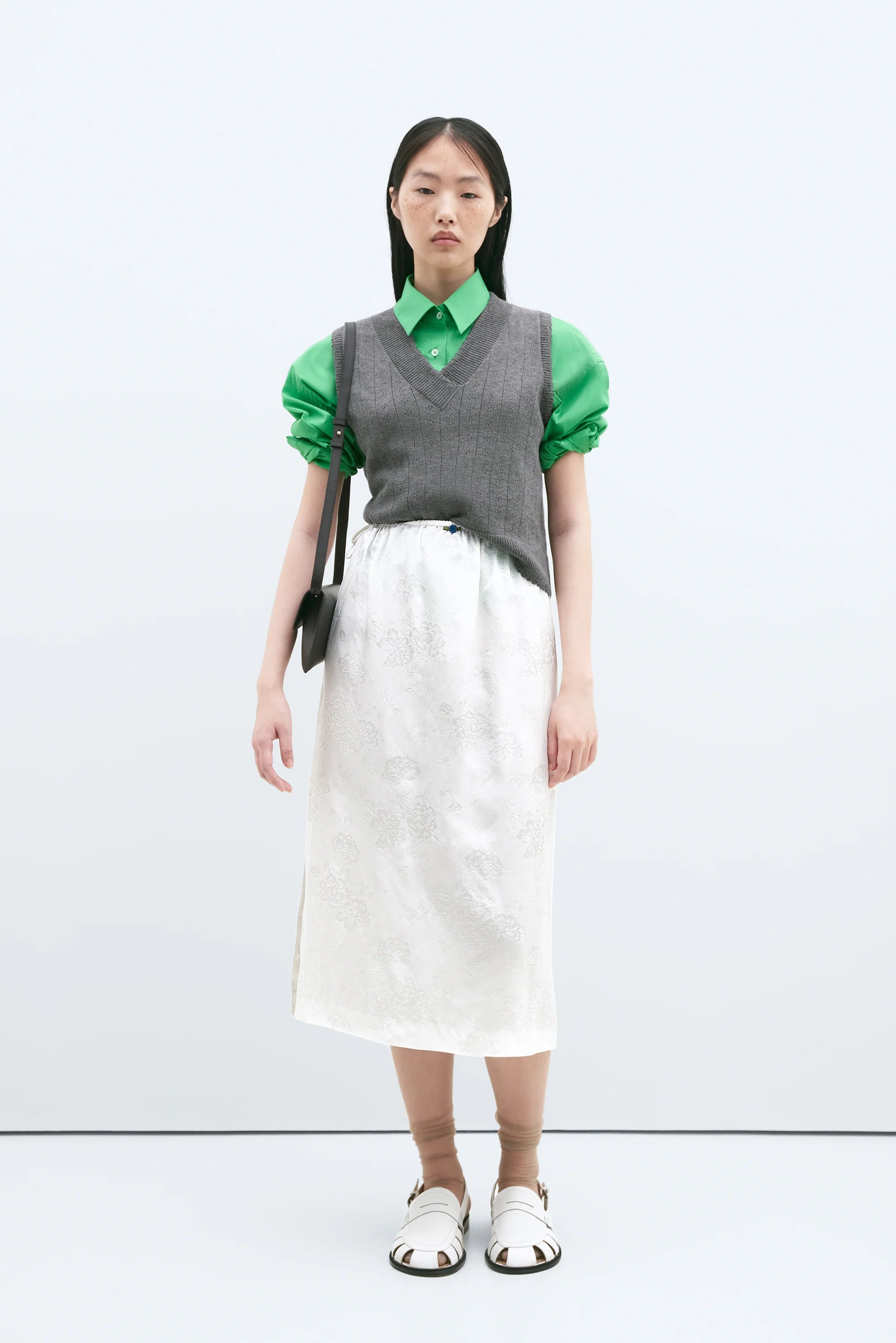 スカート flower jacquard skirt pants shop faerie 2차☆[fa.er.ie] flower jacquard skirt pants (sky blue)