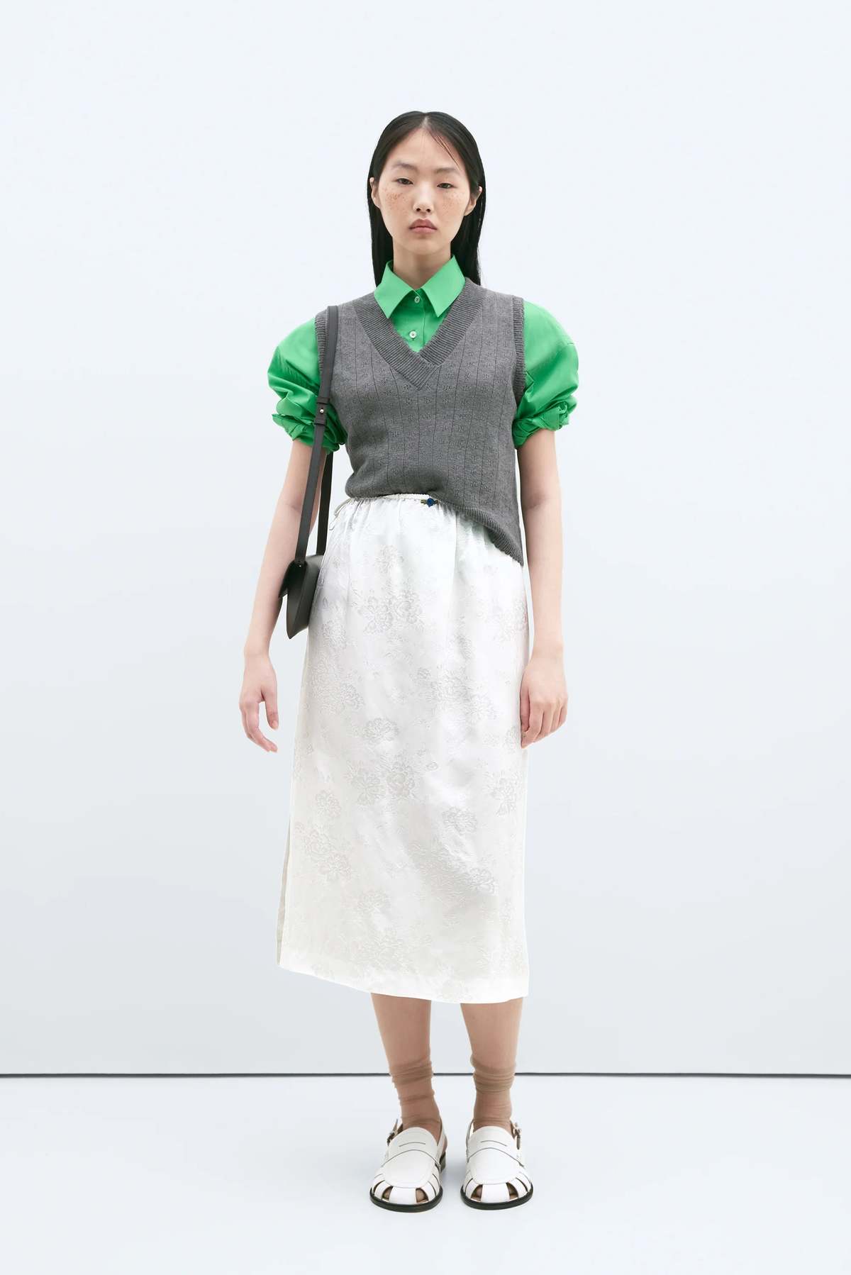 Cordera Flower Jacquard Skirt - Cream | Garmentory