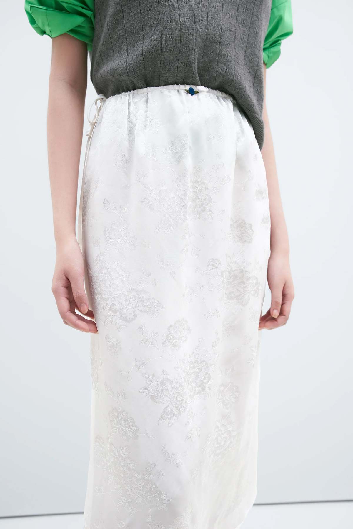 Cordera Flower Jacquard Skirt - Cream | Garmentory