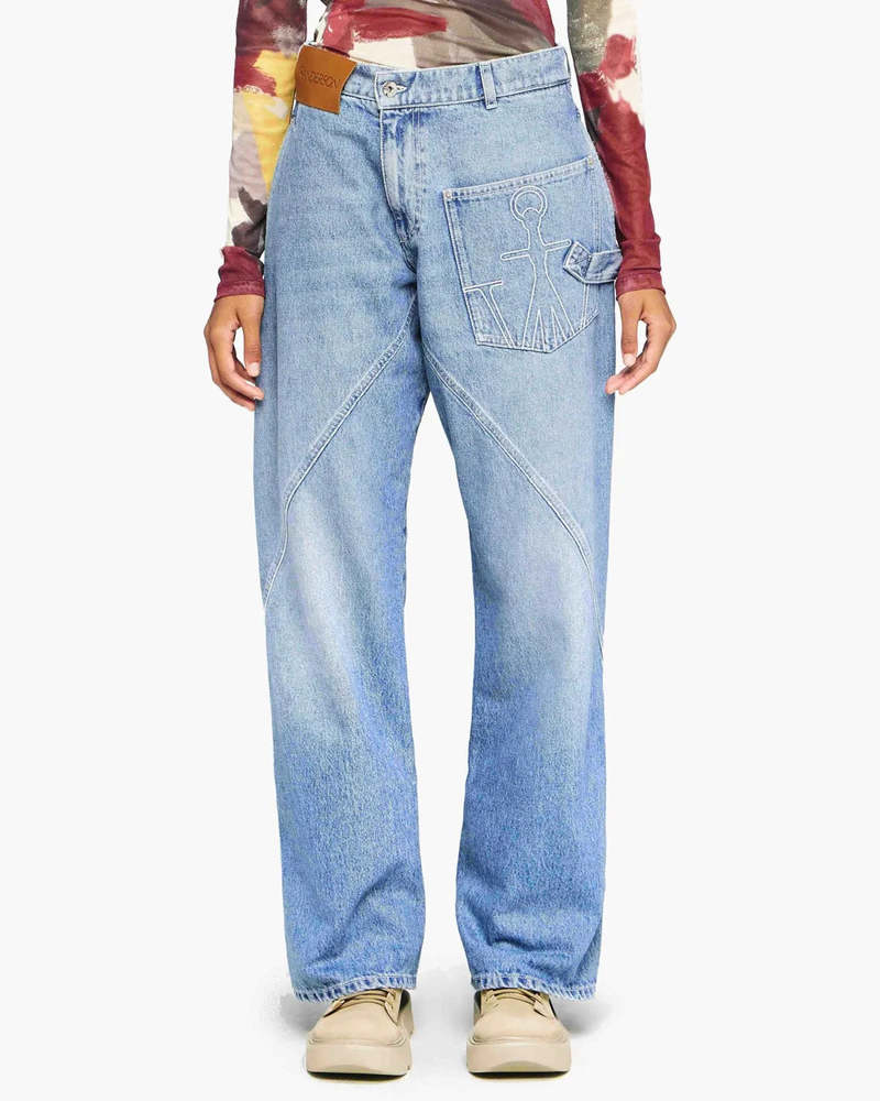 JW ANDERSON Twisted Workwear Denim Jeans - Light Wash Denim