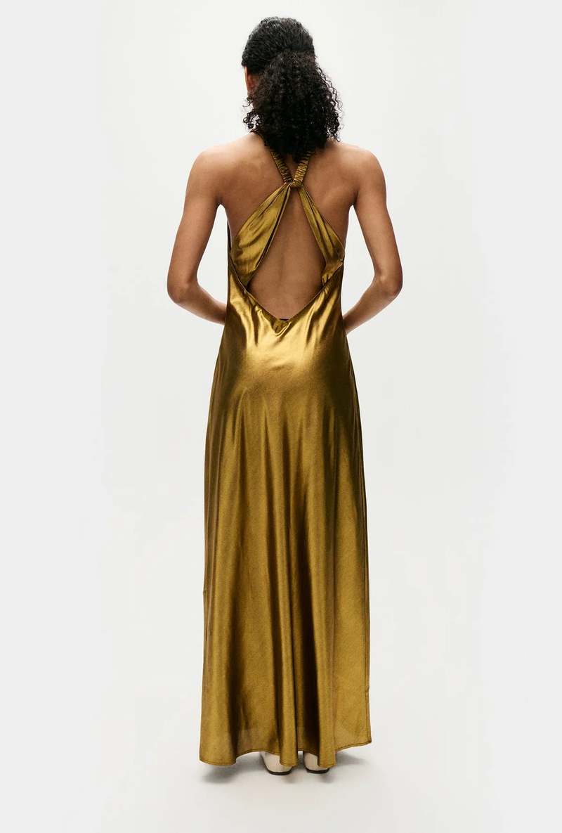 Silk Laundry High Low Dress - Gold