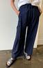 Two Pleated Khadi Pant - Navy - Thumbnail 1