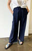 Two Pleated Khadi Pant - Navy - Thumbnail 2
