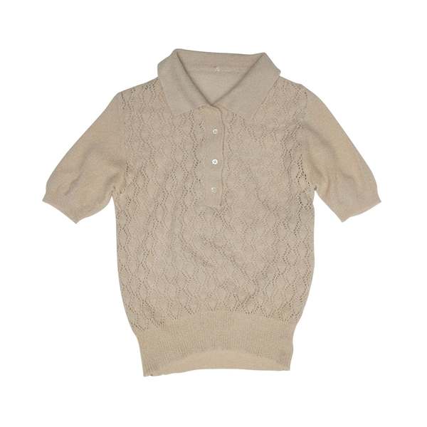 Sundazed Eyelet Diamond Lace Knit Polo Sweater - Wheat Sundazed Eyelet Diamond Lace Knit Polo Sweater - Wheat