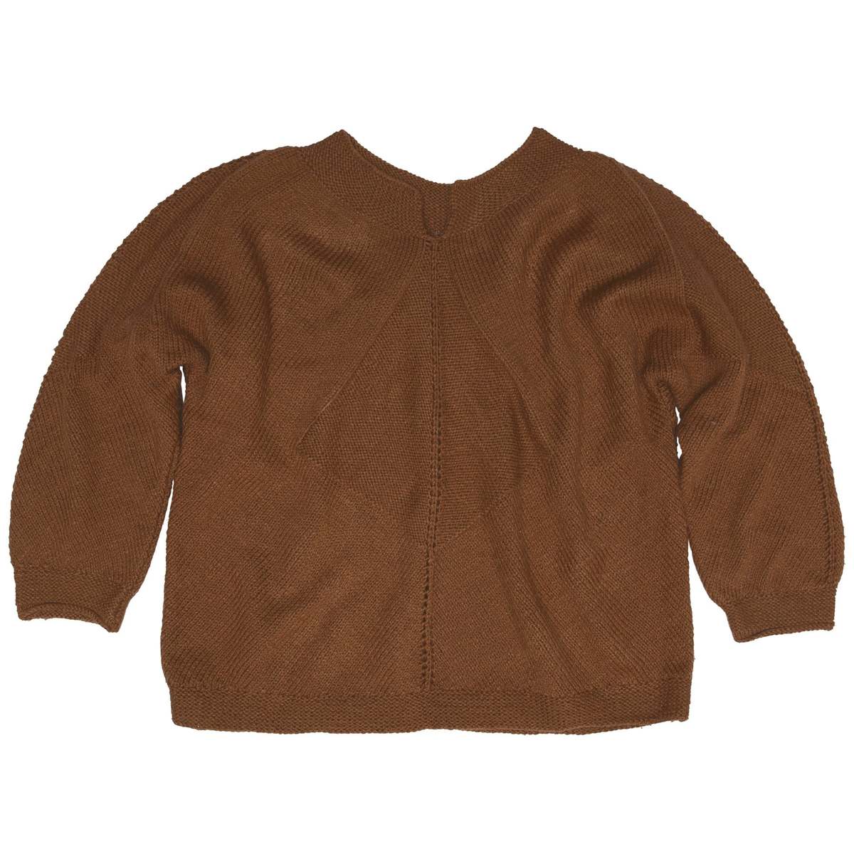 Sundazed Geometric Raised Seam Reverse Stockinette Wool Jumper - Caramel - Image 1 of 3