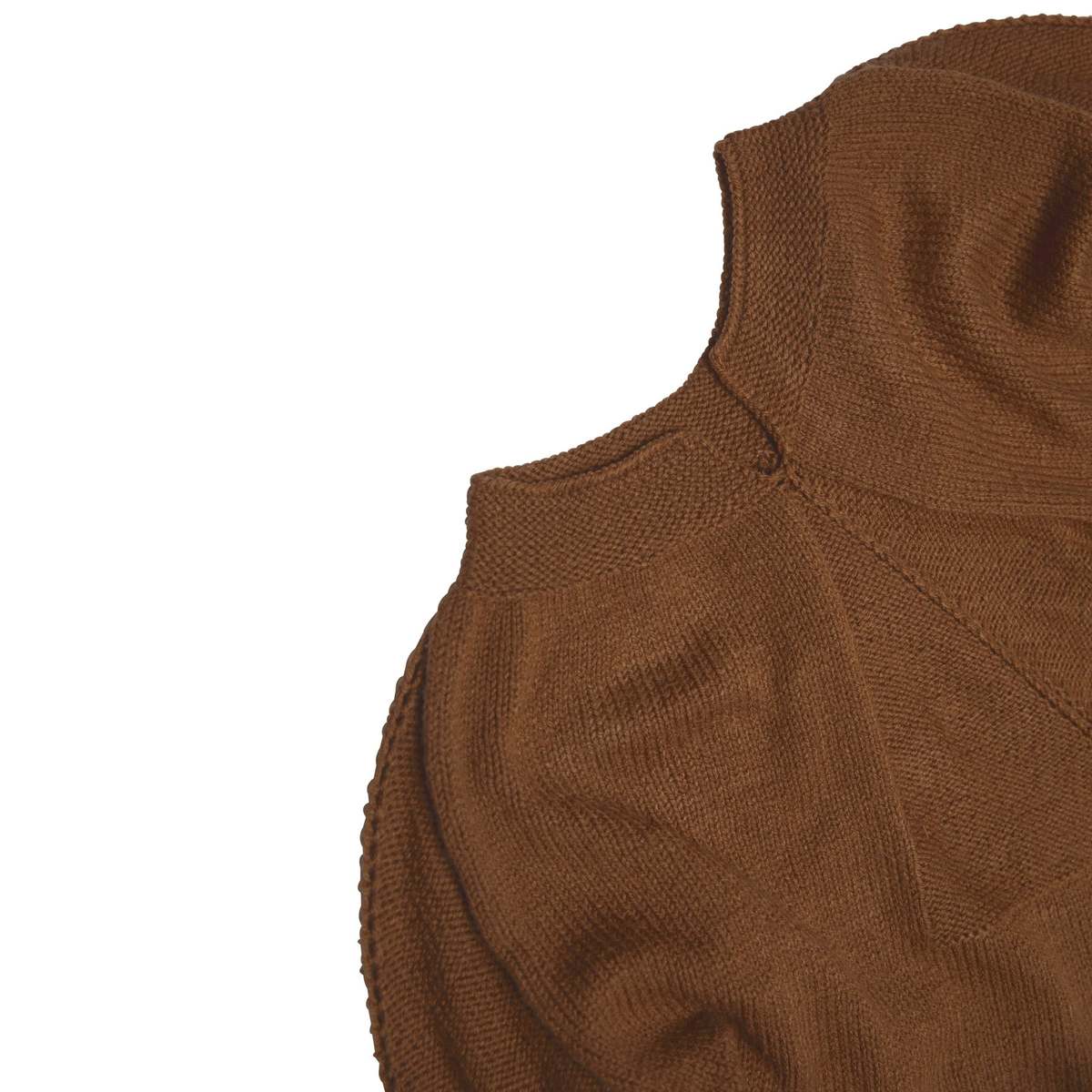 Sundazed Geometric Raised Seam Reverse Stockinette Wool Jumper - Caramel - Image 2 of 3