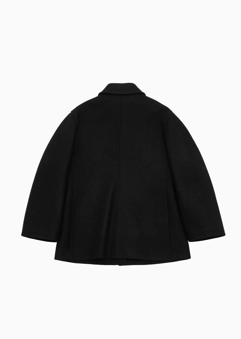 AMOMENTO Hourglass Wool Half Coat - Black | Garmentory