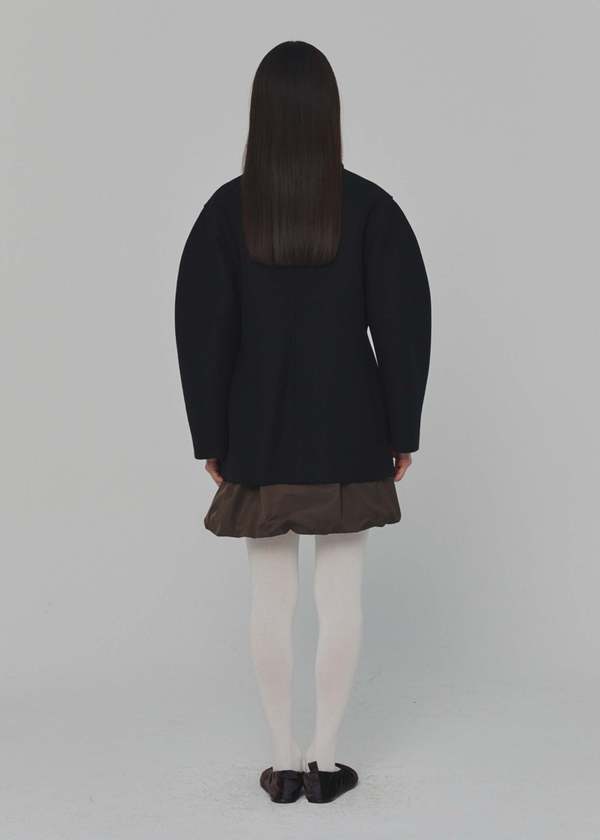 【AMOMENTO】24fw HOURGLASS HALF COAT AMOMENTO Hourglass Wool Half Coat - Black | Garmentory