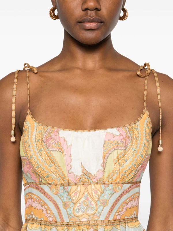 Zimmermann Maxine Picnic Midi Dress - Gold Paisley | Garmentory