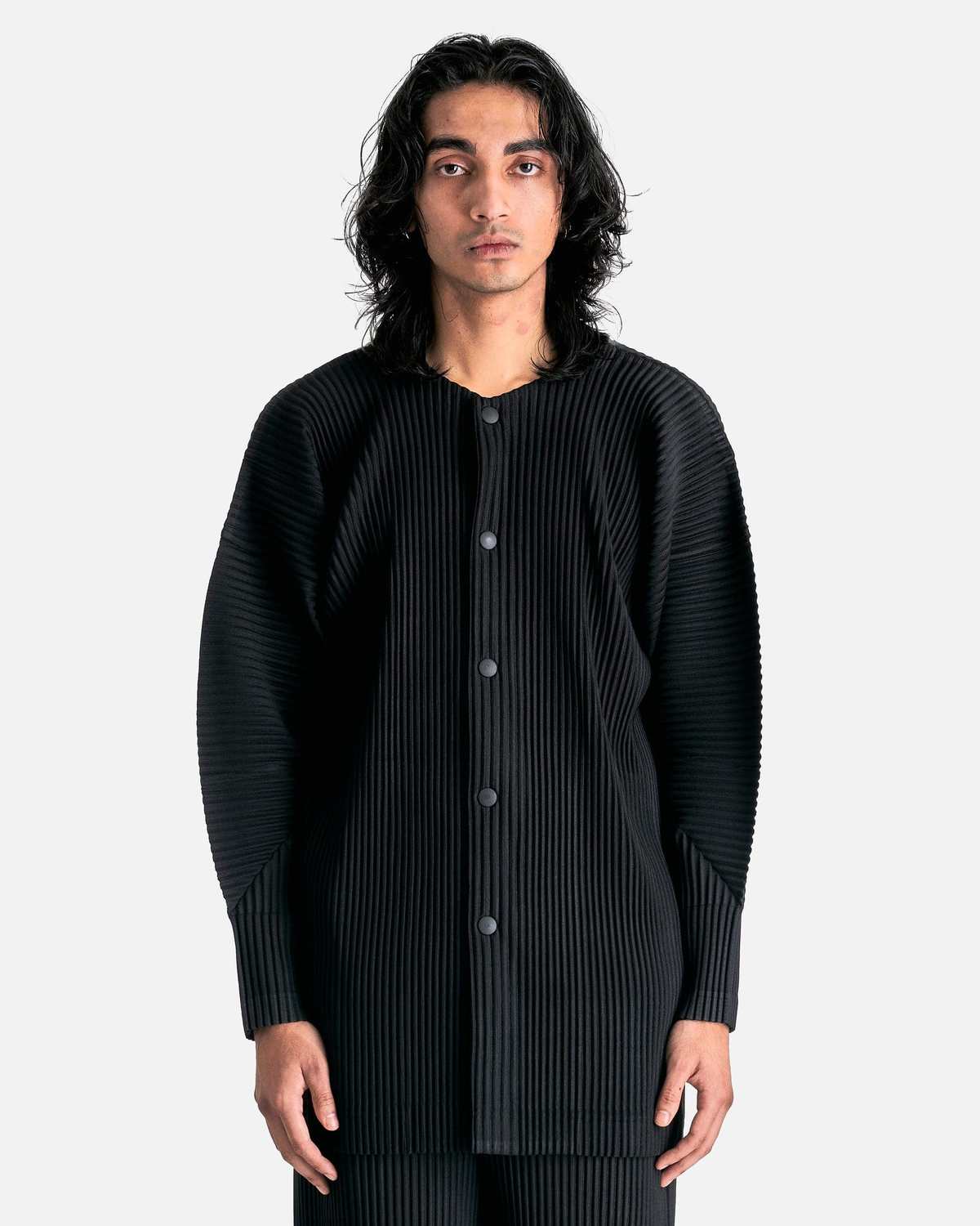 Issey Miyake Homme Plissé MC October Pleated Cardigan - Black