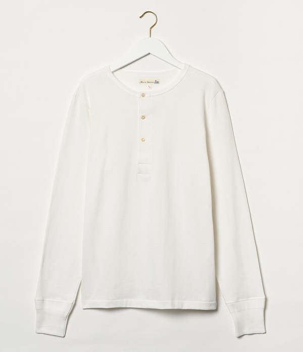 Merz b. Schwanen Loop Wheeled Henley - White | Garmentory