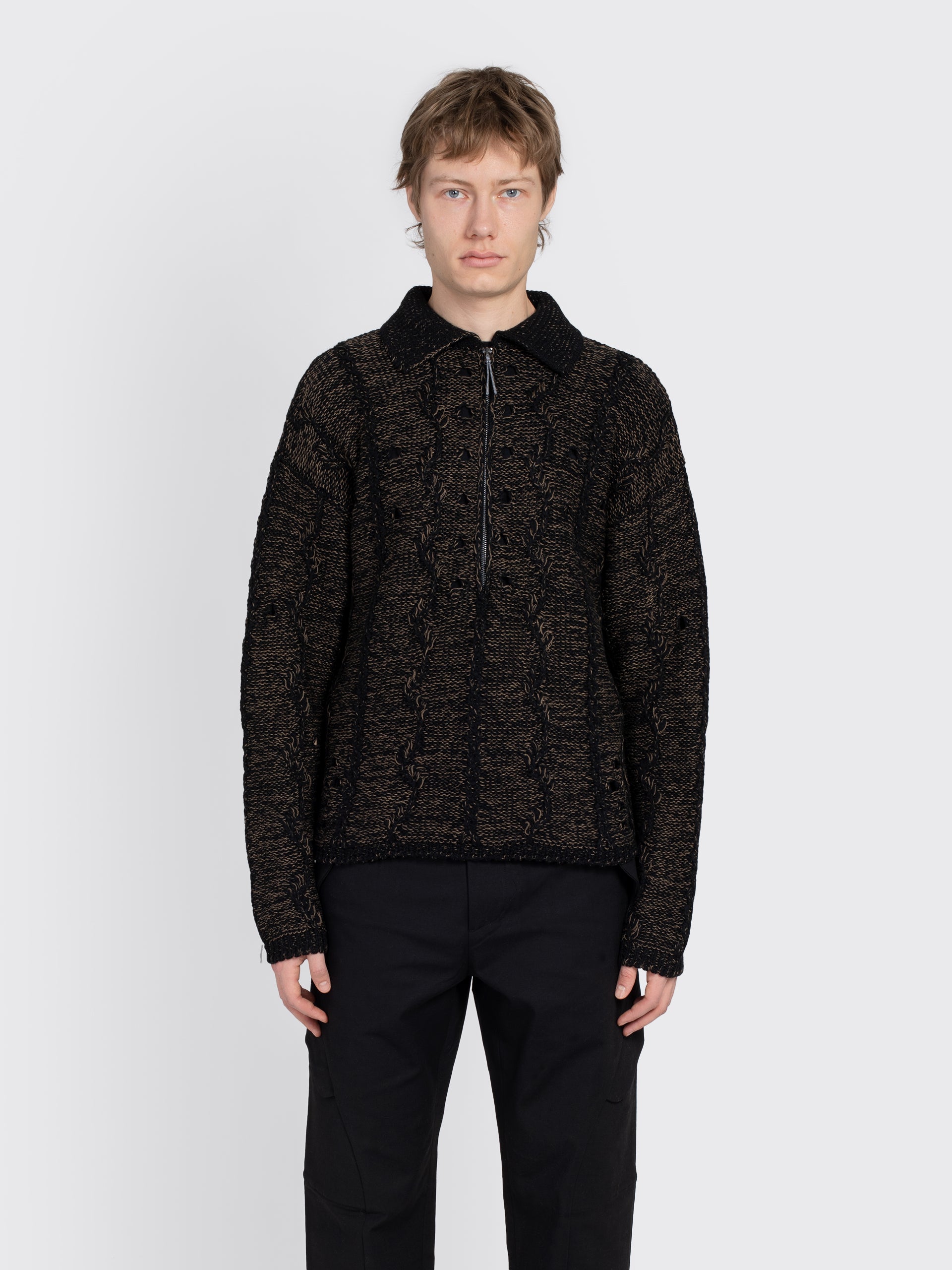 ROA Polo Cable Knit - Brown | Garmentory