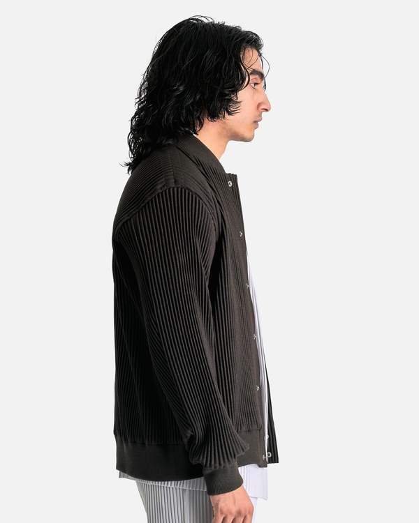 Issey Miyake HOMME PLISSE Kersey Pleats Bomber Jacket - Brown