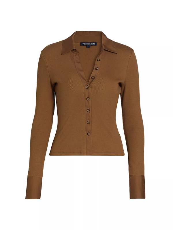 Veronica Beard Scottie Mixed Media Top - Whisky