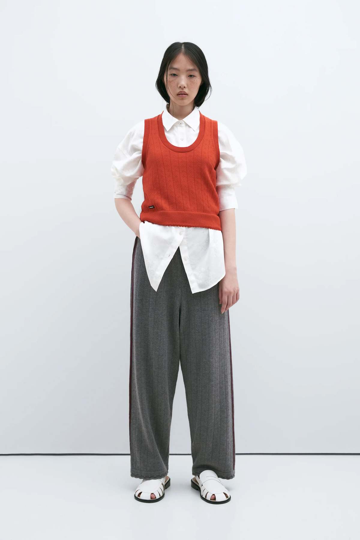 Cordera Merino Pointelle Pants - Grey - Image 2 of 4