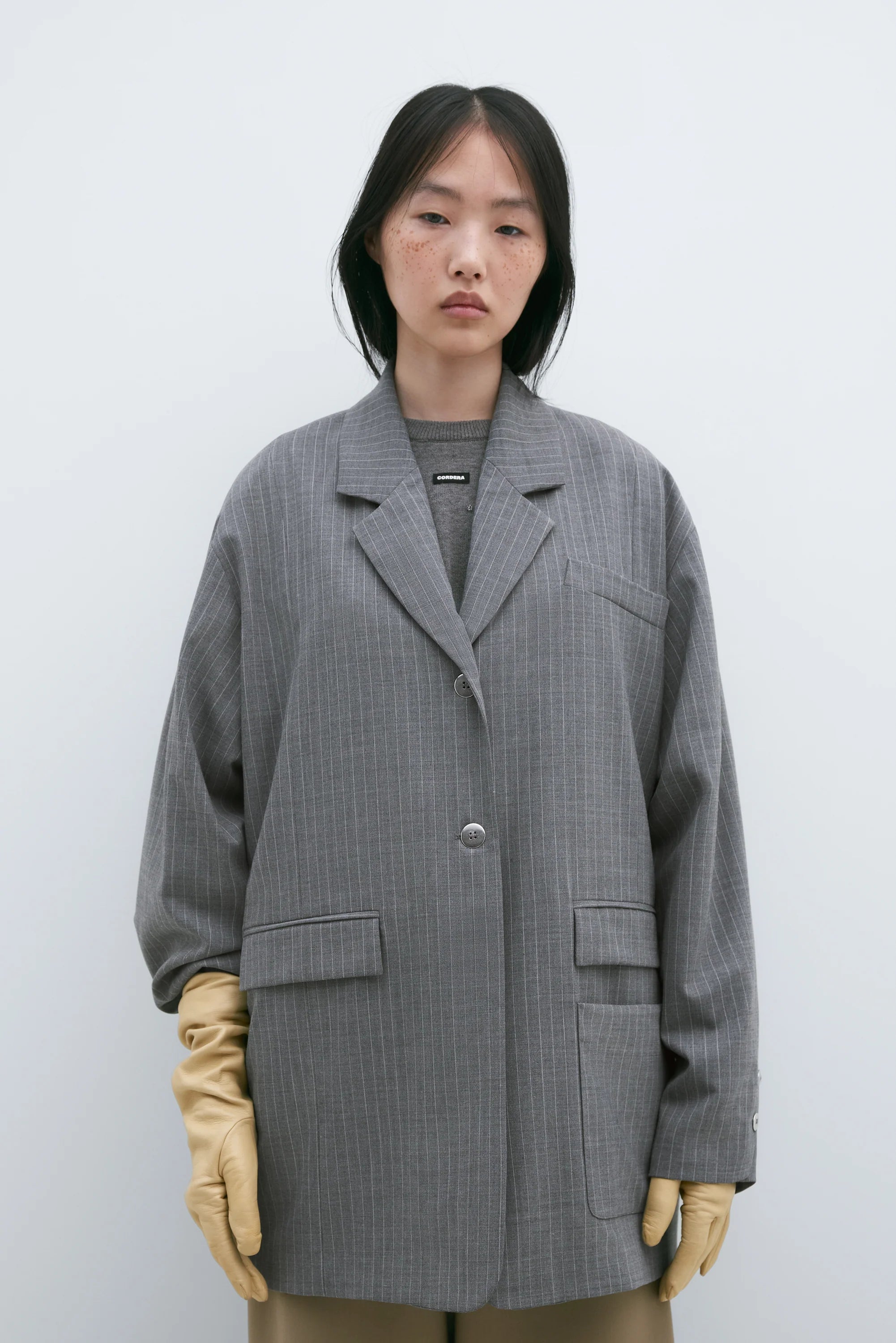 Cordera Tailoring Pinstripe Blazer - Grey | Garmentory