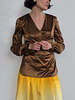 MaxMara Satin Wrap Top - Milk Chocolate - Thumbnail 5