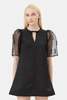 Ganni Fringed Organza Mini Dress - Black - Thumbnail 2