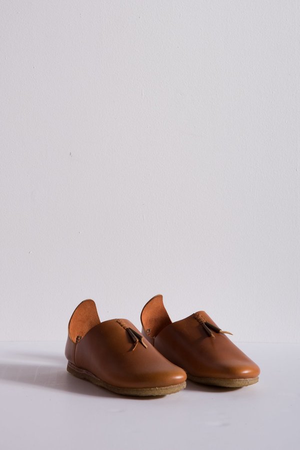 RAKU Babush Fringe Leather Shoe - Bright Orange