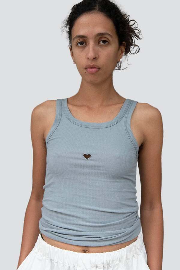 ト セール おすすめ Bow-Blue-Heart-Tank- トップス