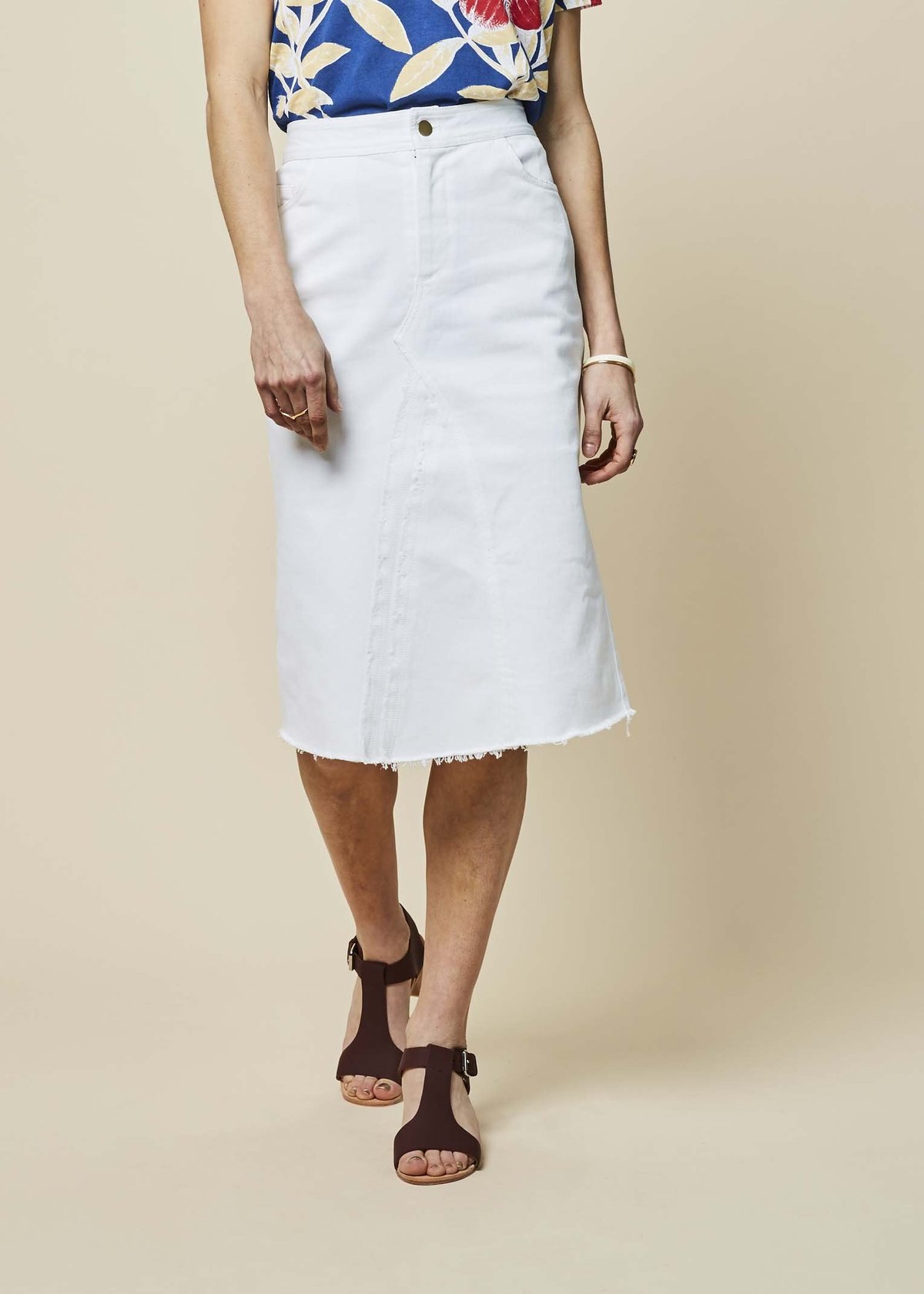 Harvey Faircloth Denim Pencil Skirt - White - Image 1 of 5