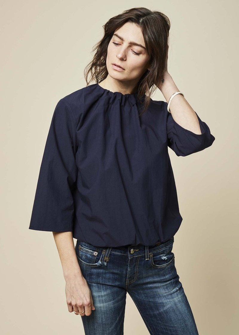 navy bubble hem top