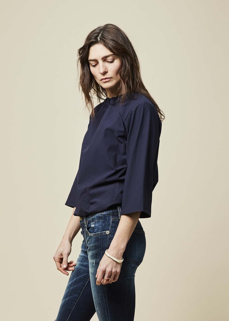 navy bubble hem top
