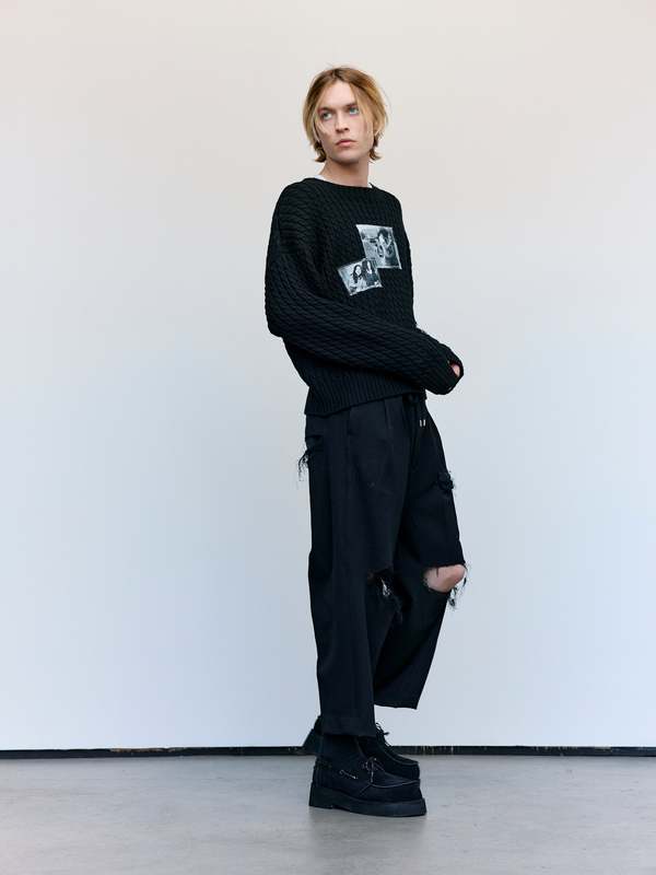 TAKAHIROMIYASHITA The Soloist. Wool Photo-Patch Crewneck