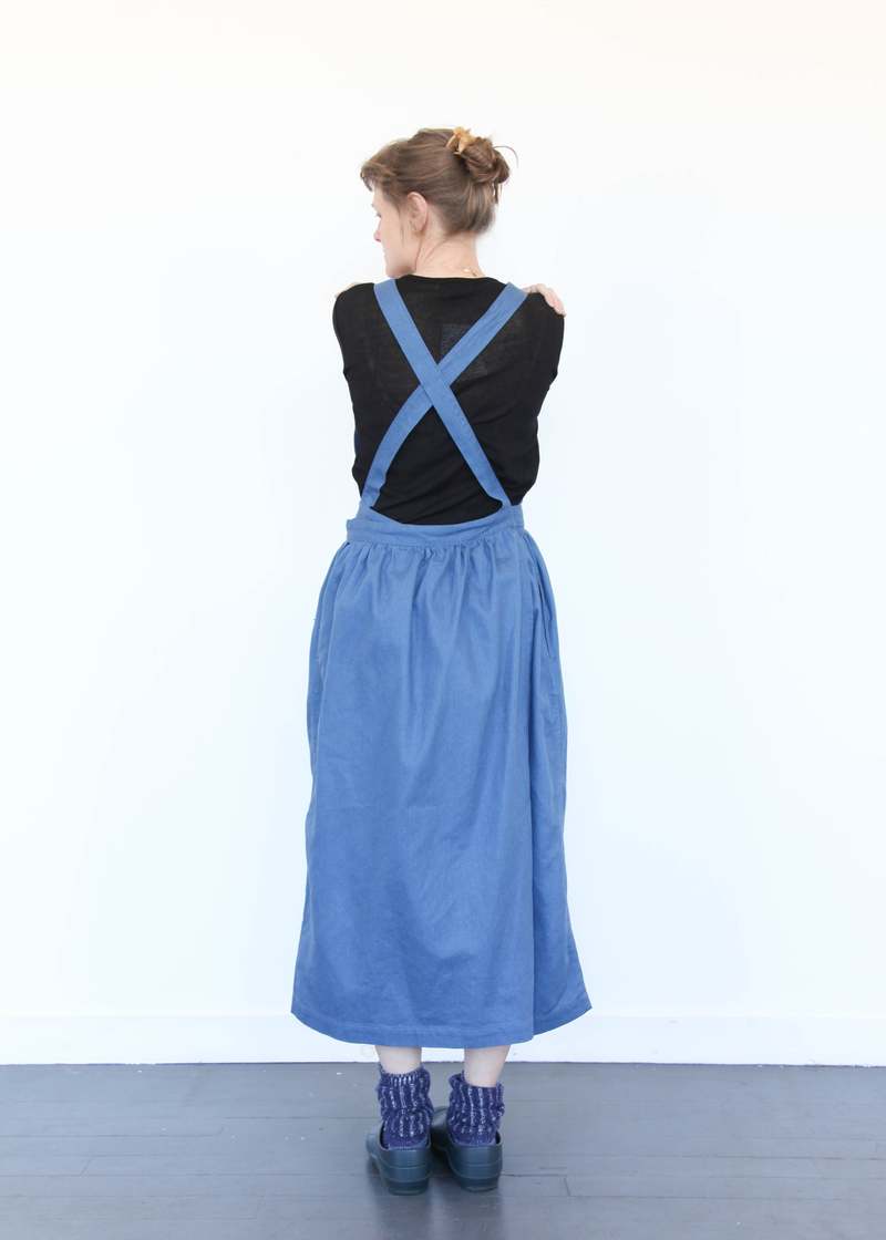 ICHI ANTIQUITES Cotton/Linen Vintage Twill Apron Dress