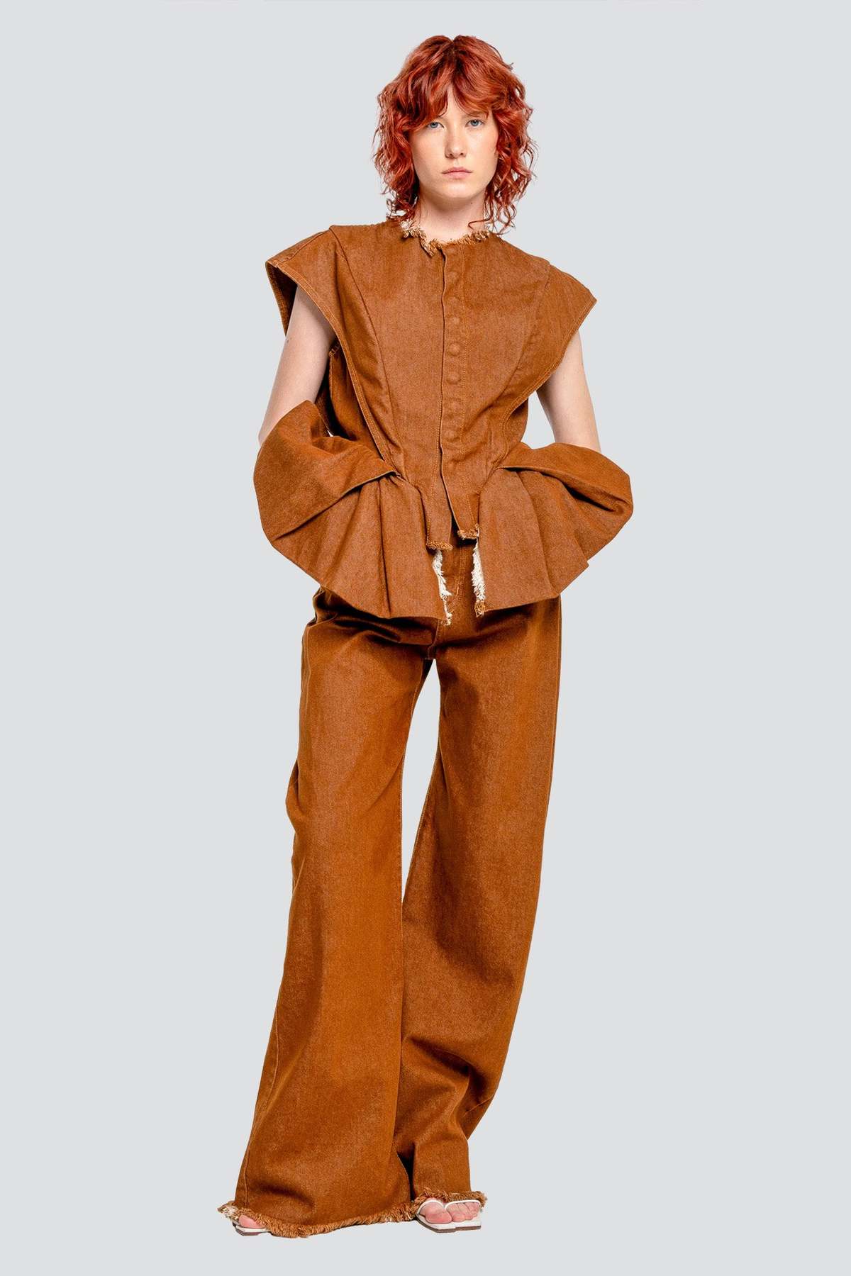 Marques Almeida Denim Boyfriend Trousers - Brown | Garmentory