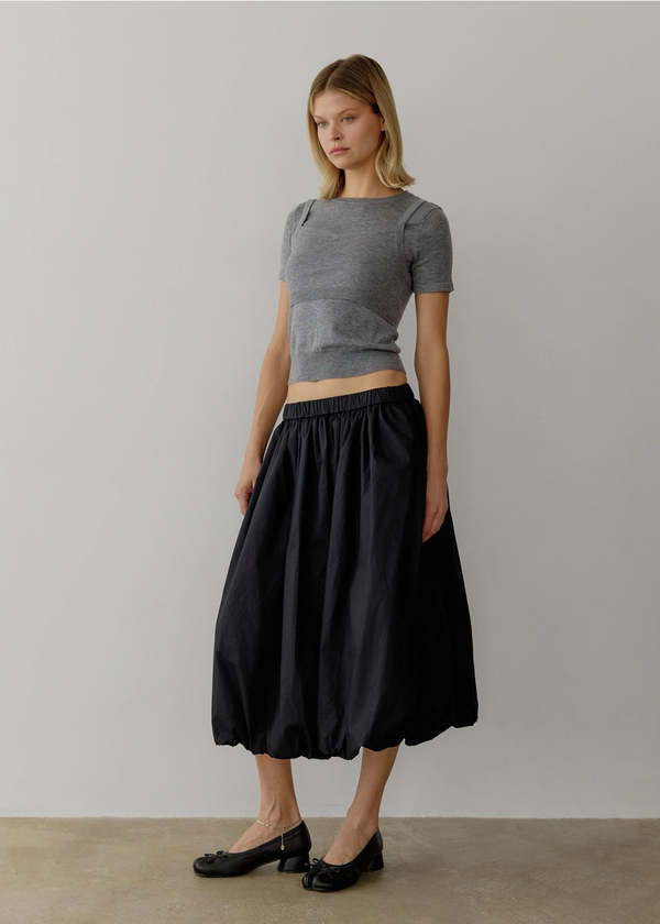 Mod Ref Bella Balloon Midi Skirt - Black