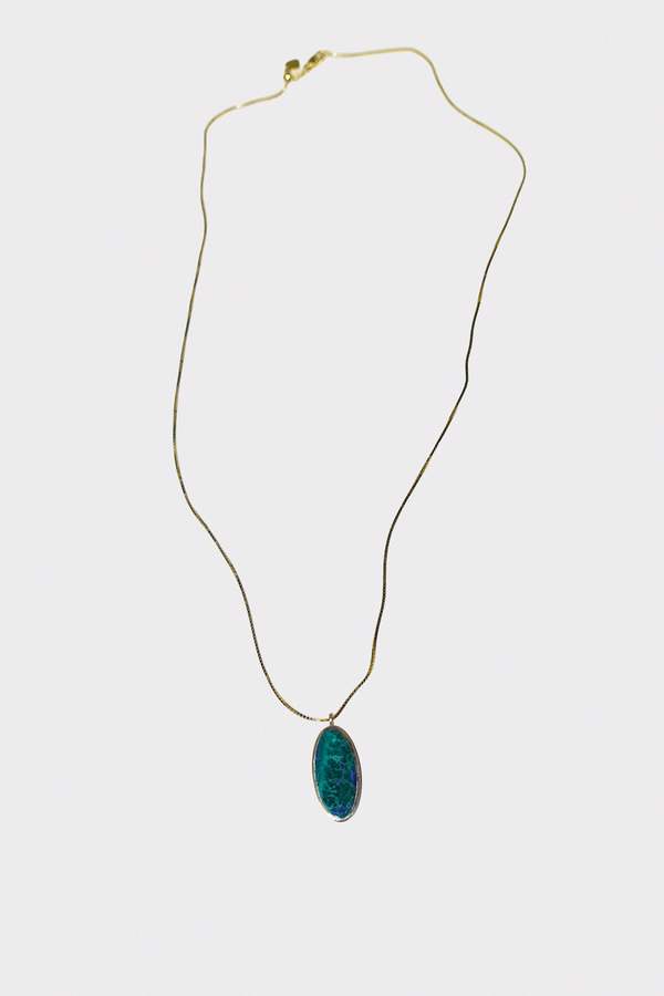 Young in the Mountains Letter S Necklace - 14k Yellow Gold/Malachite Azurite
